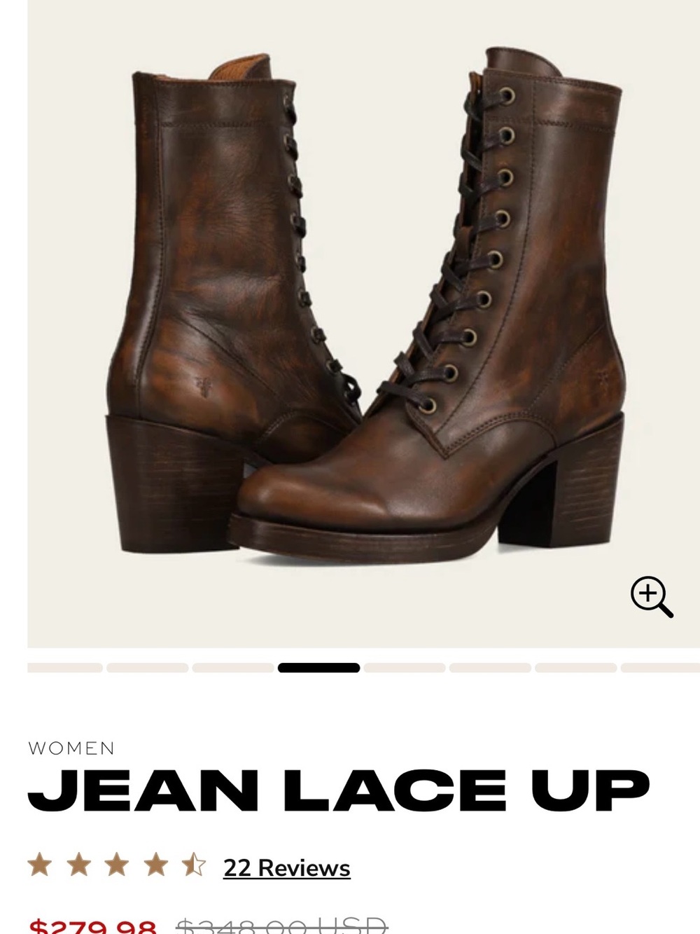 FRYE AND CO. Jean Lace Up Boots — Dark Brown Leather